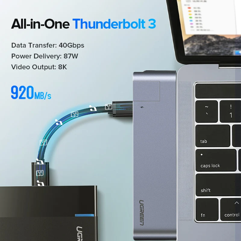 Ugreen USB C концентратор двойной тип для Мульти 3 0 HDMI MacBook Pro адаптер Thunderbolt док станция - Фото №1