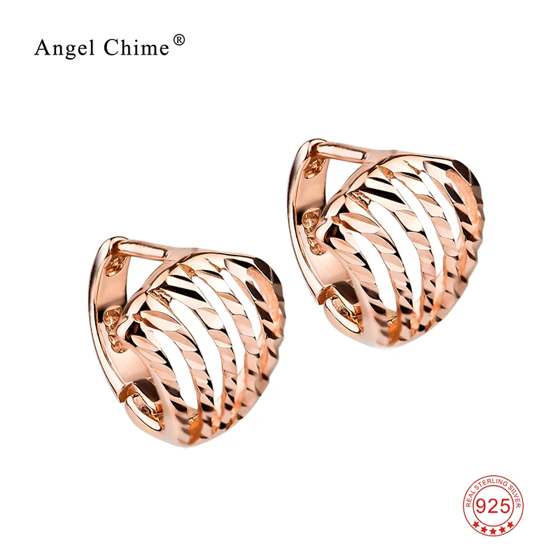 

Fashion Rose Gold Color Shell Pattern Hoop Earring 925 Sterling Silver Jewelry For Women Wedding Accessories Birthday Gift