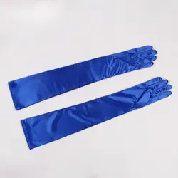 Красота Эмили Королевский синий Свадебные перчатки для невесты атласные перчатки палец Свадебные аксессуары Локоть Длина шесть цветов