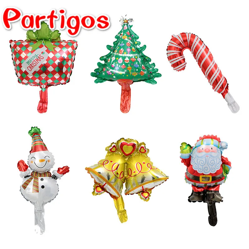 

Partigos 50pcs Mini Christmas Balloon Snowman Santa claus bells Trees For New Year Decoration Kids Toy Party Supplies Xmas party