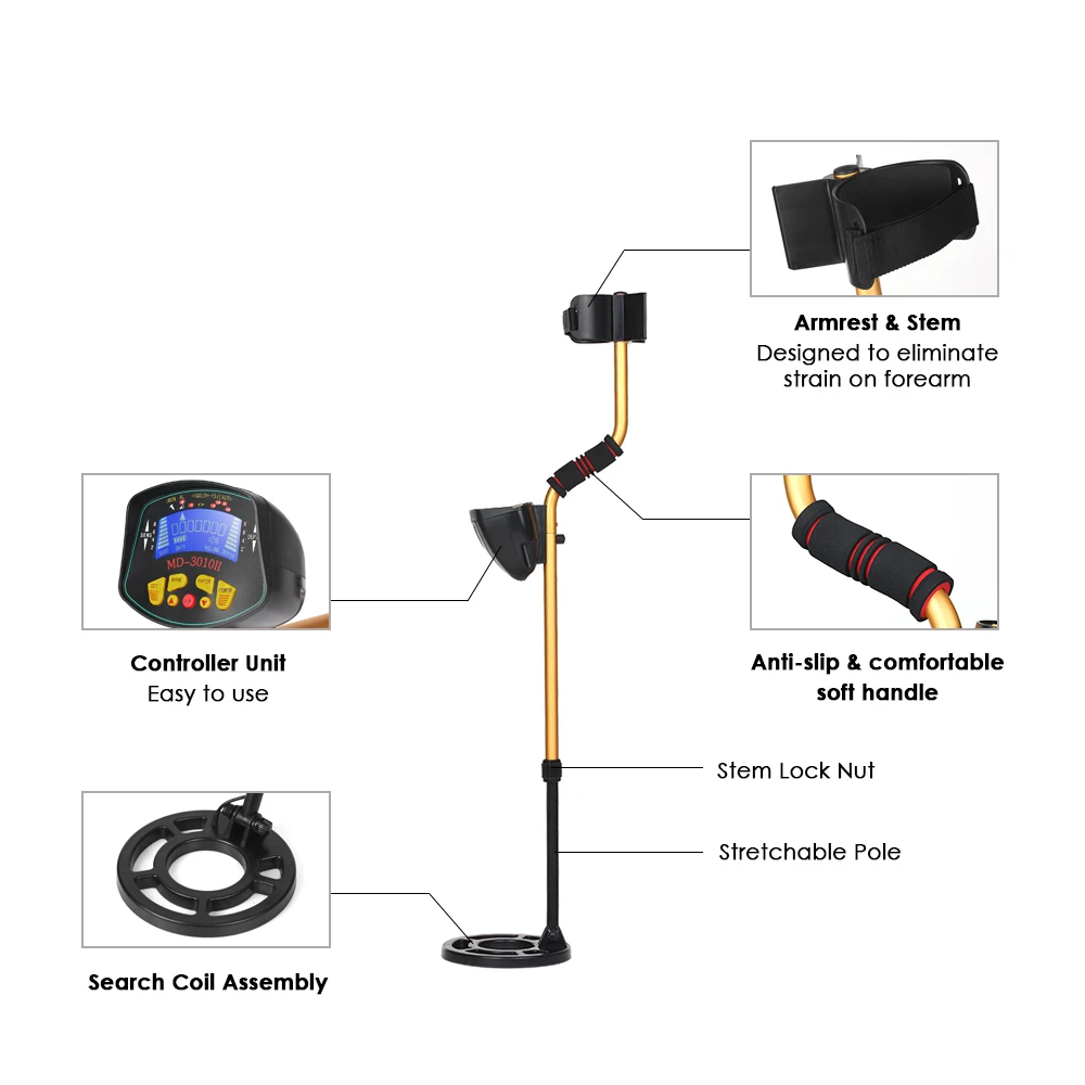 KKMOON MD3010II Профессиональный металлоискатель высокой чувствительности подземный металлоискатель Золотой Охотник за сокровищами металлический искатель