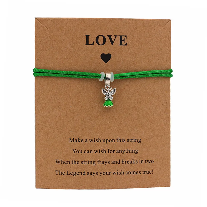 

Lovely Handmade Gren angel with wings butterfly Wish string bracelet making jewelry for women best friend gift for kids Princess