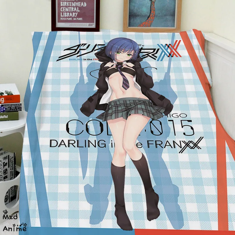 

Japan Anime DARLING in the FRANXX ichigo Soft Flannel Fleece Throw Blanket Decorative Plane Blankets for sofa cosplay fan's gift