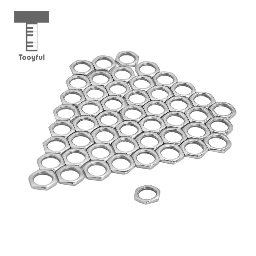Tooyful 50 Pack Guitar Bass Jack Socket Nut Thin Nut for Guitar Parts Accessories 8mm Diameter