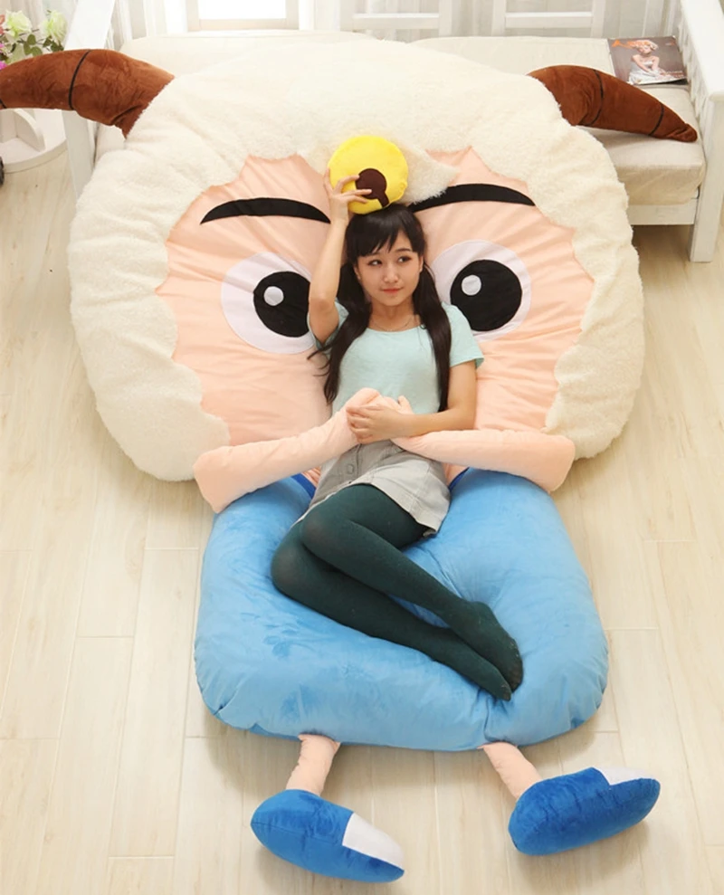 Dorimytrader Kawaii Cartoon Sheep Plush Beanbag Anime Character Sleeping Bag Bed Sofa Tatami  for Adults and Kid Gift Room Decoration 200x150cm DY50179   (2)