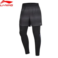 Li-Ning Мужская Беговая серия обтягивающее функциональное Нижнее белье Шорты Обычная посадка полиэстер спандекс подкладка спортивные брюки AKSP033 CJFM19