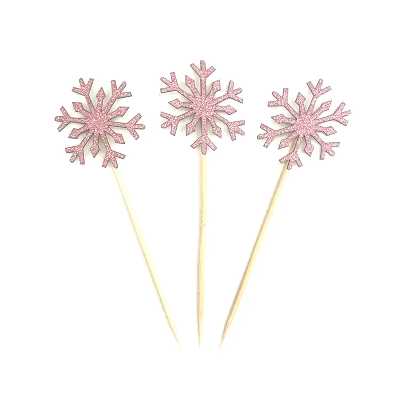10 шт. для маленьких девочек Замороженные Nowflake Cupcake Toppers украшения для дня рождения Детские Рождественские Украшения для торта аксессуары