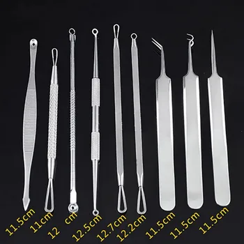 

9 Pcs Removal Pimple Needle Blackhead Remover Black Head Extractor Tools With Black PU Leather Bag D7