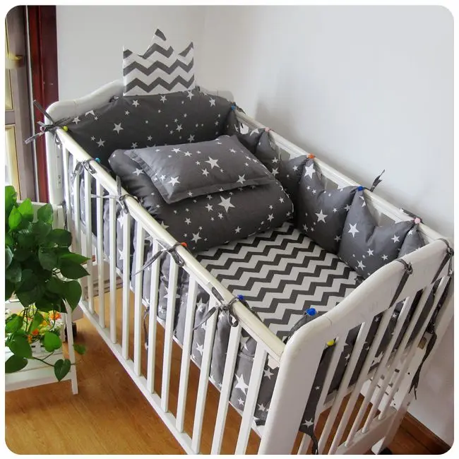 5pcs/set baby bedding set crib bumper baby bed crib protector Crown shape new born bumpers bed rail