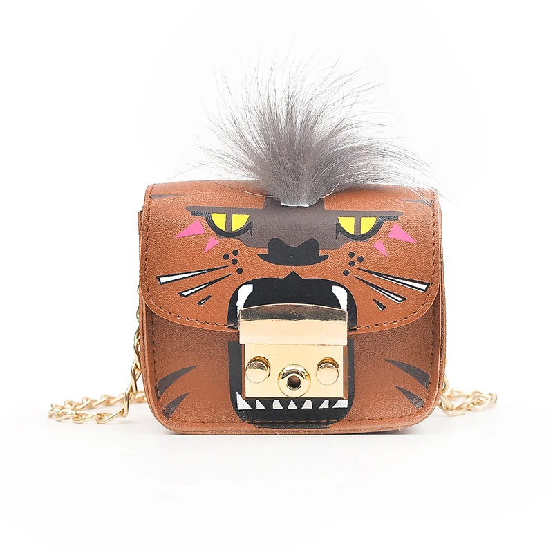 

2019 New Cartoon Monster Lady Shoulder Bag Appearance Innovative Personality Black Brown Two Models Cover Chain Messenger Bag