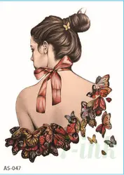 Водостойкая временная татуировка наклейка красивая голая задняя бабочка гриль галстук-бабочка Переводные водяные татуировки поддельные