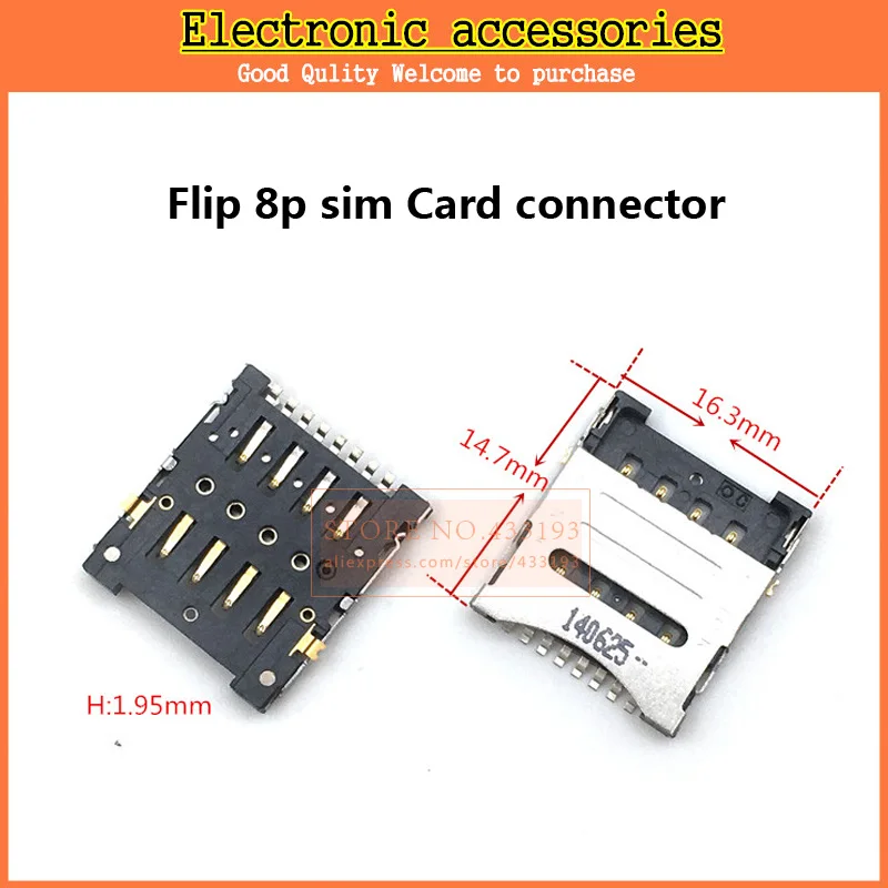 Разъем для карты Micro SIM 20 шт./лот 8Pin 8P раскладушка Слот Флип Бесплатная