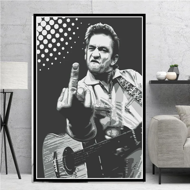 

Johnny Cash Rock Music Singer Pop Star Vintage Painting Art Poster And Prints Canvas Wall Pictures For Living Room Home Decor
