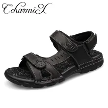 CcharmiX/Большие размеры 38-46; мужские сандалии из натуральной кожи; новые летние прогулочные сандалии для мужчин; Модная брендовая уличная мужская повседневная обувь