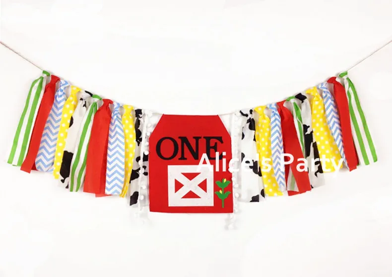New Handmade Farm Theme Cow 1st Birthday Red Barn Highchair Banner