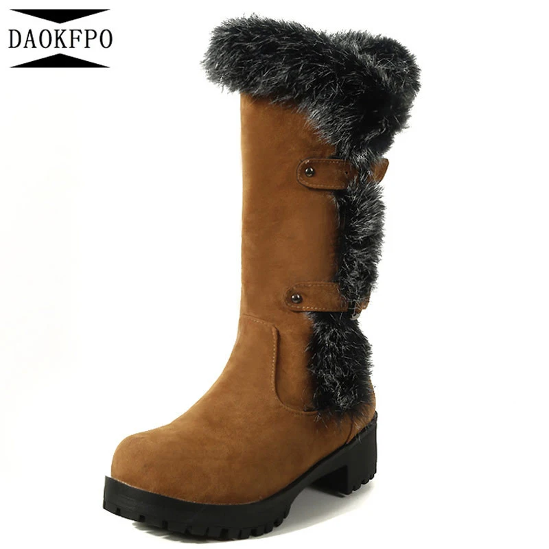 

DAOKFPO New pattern fashion warm snow boots 2018 winter Cotton boots Large size 43 warm fur plush Insole shoes woman NVA-46
