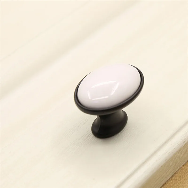 6pcs Tulip small oval Green ancient Ceramic handle European American Countryside Drawer Wardrobe Cabinet doors Handle | Обустройство