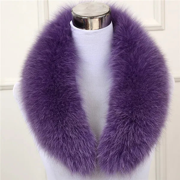 Light purple Модный элегантный зимний женский теплый мягкий меховой воротник лисий мех шарф дамское пальто аксессуары шаль шарф - Цвет: Light purple