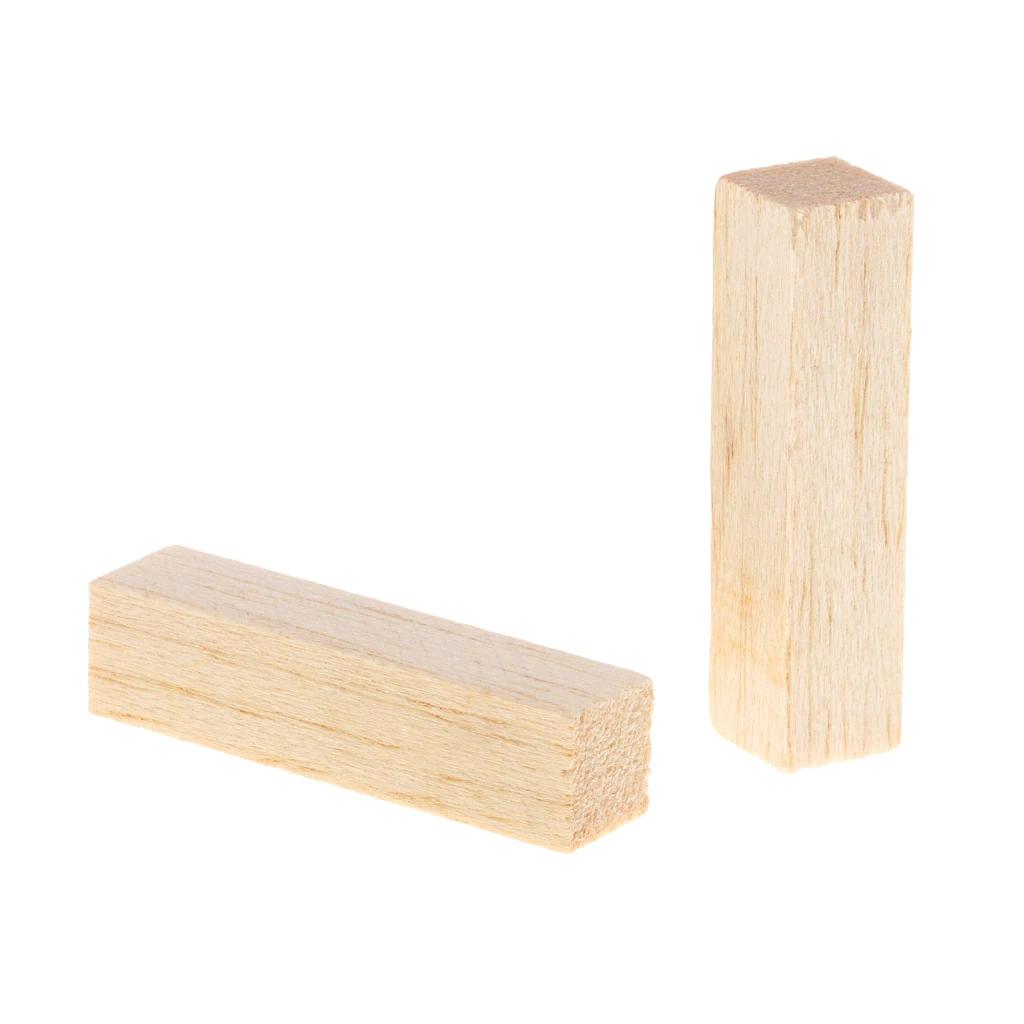 10x Square Unfinished Balsa Wood Stick Wooden Dowel Rod Block for Kids Model Making DIY Craft Home Party Decoration 50/80mm