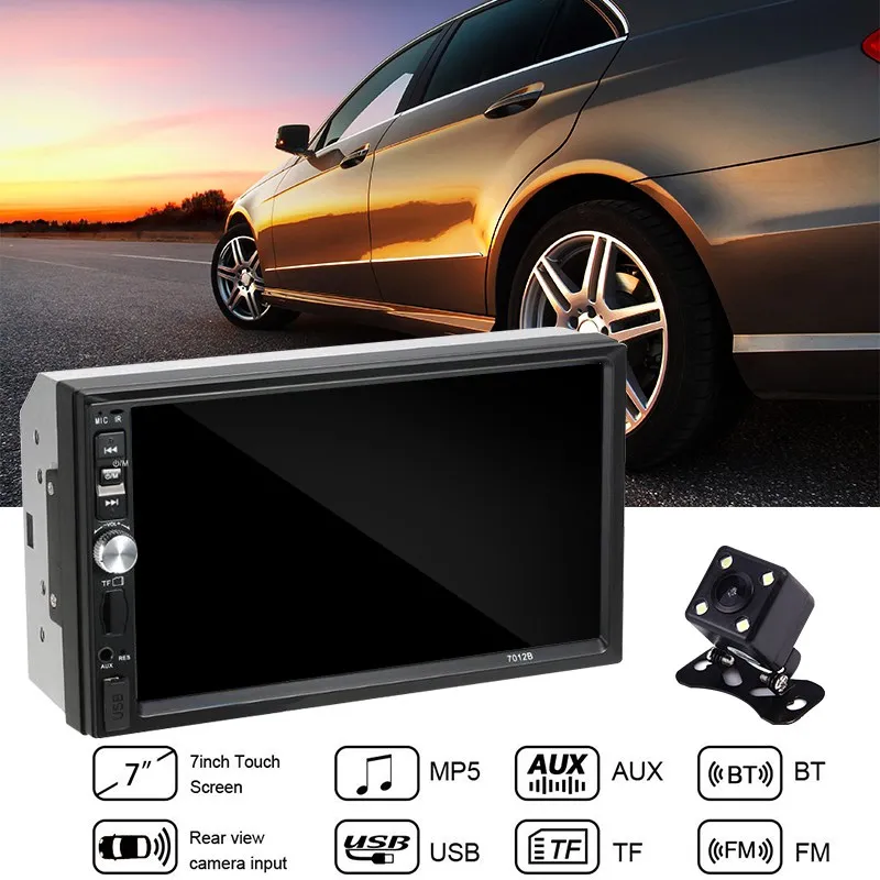 

2 Din 7012B Car Radio 7 inch HD Player MP5 Touch Screen Bluetooth Multimedia In Dash Autoradio Remote Control + Rear View Camera