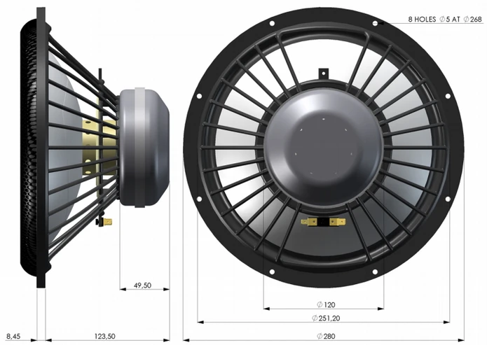 HF-170 HiFi колонки 5 дюймов Ulta жесткий керамический сэндвич купольный басовый блок/S280-6-282/6.6ohm 93dB 150W