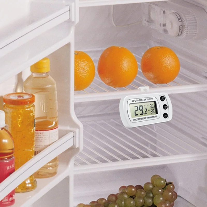 

Fashion Freezer Thermometer with Hook Waterproof LCD Digital Display Refrigerator Thermometers Function For Home Fridge