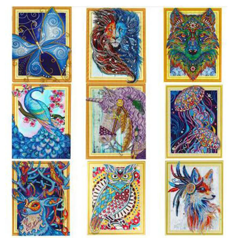 

new Special Shaped Diamond Painting Lion Picture of Rhinestones 5D DIY Diamond Mosaic Animal Home Decor 40x50cm