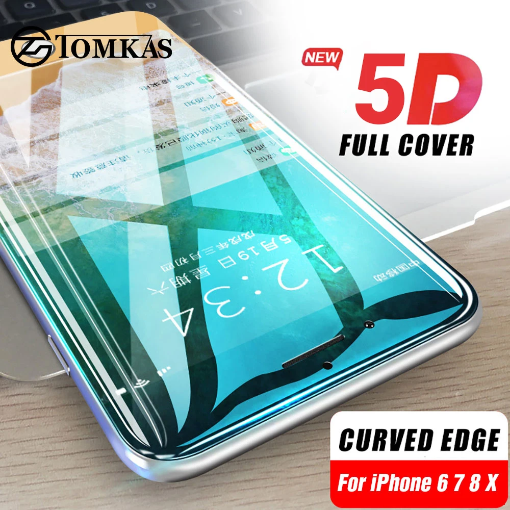

5D Glass For iPhone 7 X Glass Tempered Curved Edge Full Cover Tempered Glass for iPhone 7 6 6s Plus X 8 Plus Screen Protection
