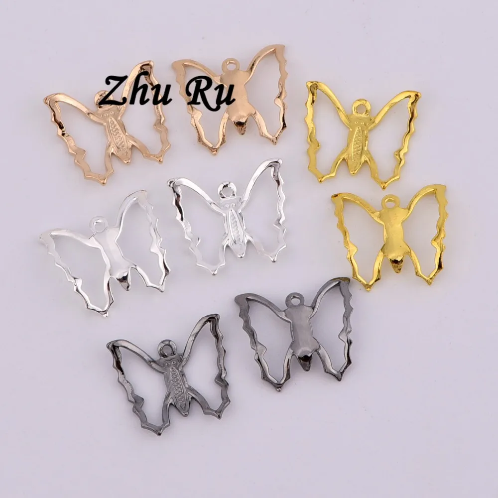 ZHU RU 20 шт./лот 12*13 5 мм ажурные весенние Подвески с красивыми животными бабочками