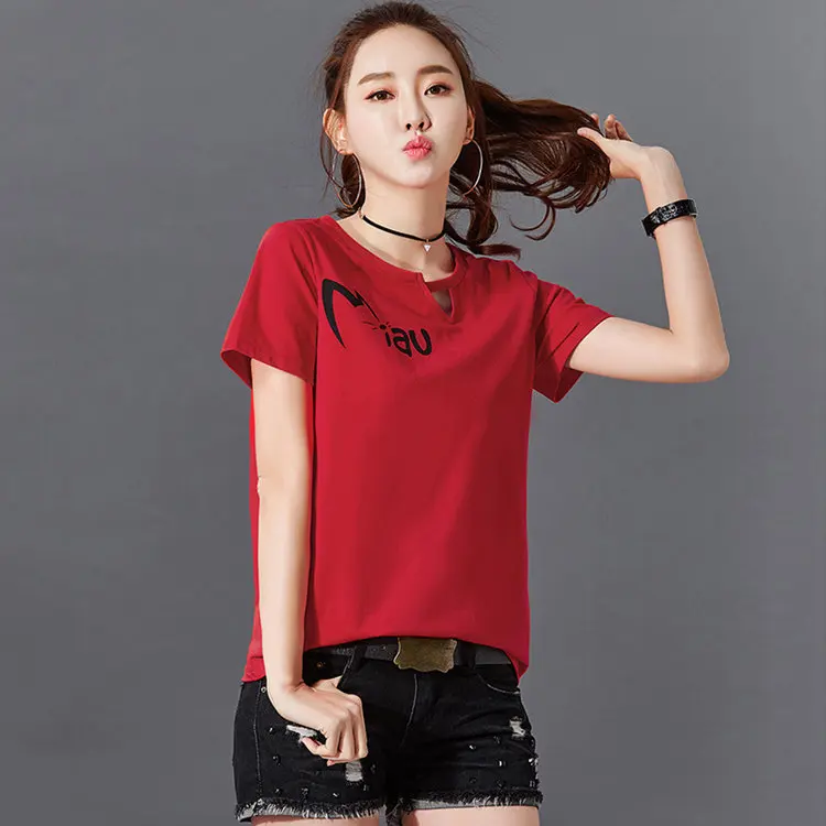 Funny Tshirt Women T-shirt Summer Short Sleeve Cotton Tops Tees Femme Tshirts Letter Print T-shirts Camisetas Mujer Verano 2018 (4)