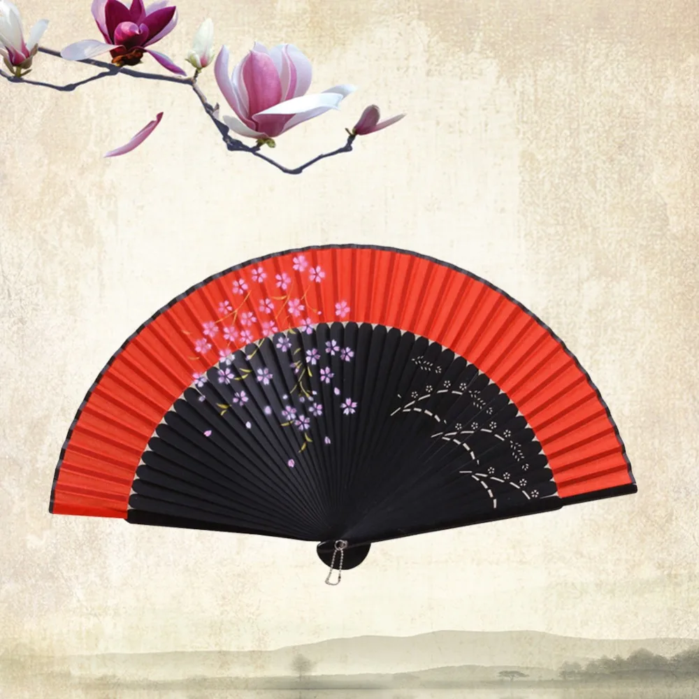 1 шт., винтажный китайский Шелковый цветочный узор, складной Ручной Веер, резные веера, вечерние и праздничные принадлежности