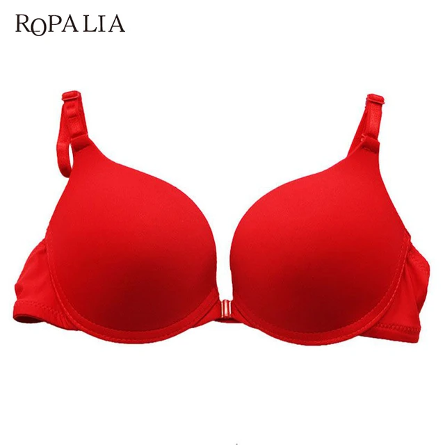 ROPALIA Sexy Women Front Closure Lace Push Up Seamless Underwire