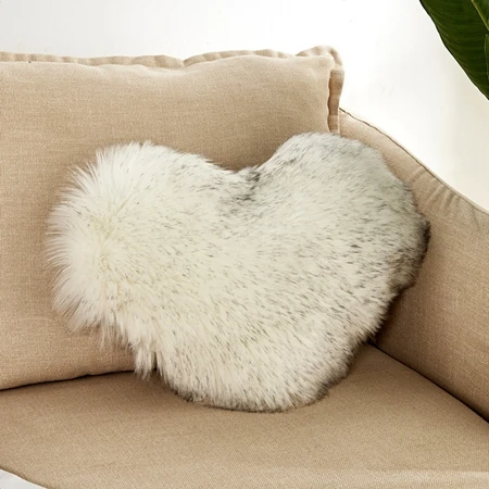 Fluffy Soft Plush Throw Pillow Covers Sofa Car Decor Shaggy Cushion Cover Heart Shaped Faux Wool Fur Decorative Pillows Case - Цвет: Cushion cover8