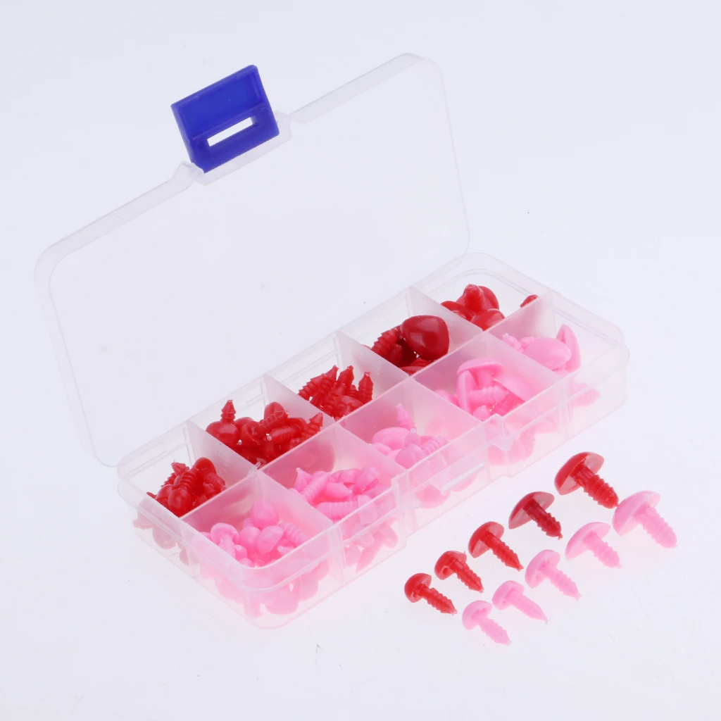 130 Pieces 8-16mm Plastic Safety Noses For Teddy Bear Animal Puppet Toys Crafts Doll DIY Making Accessories