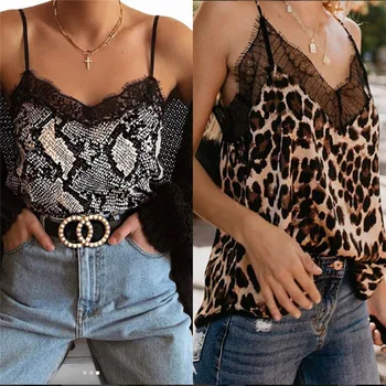 

Summer Women Printed Top Blouse Shirts Lady Casual Sleeveless Lace Blouses Blusas Femininas