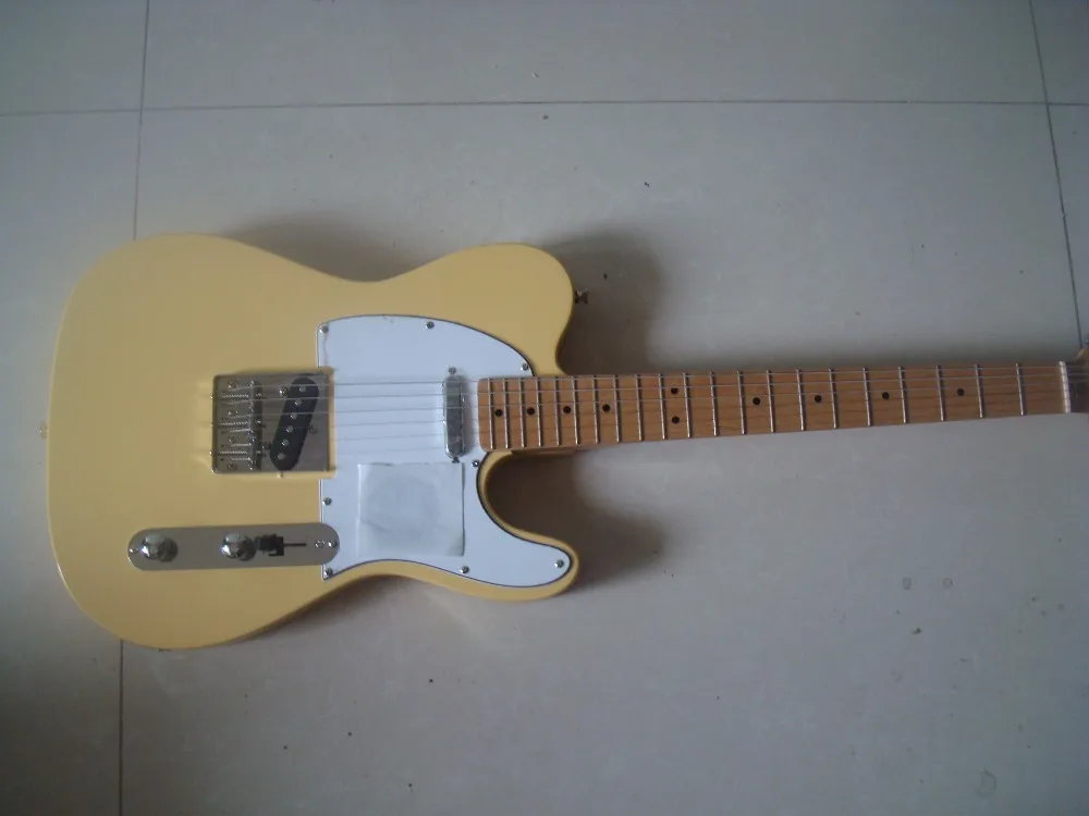 

electric guitar cream finish white pickguard maple neck instock ready to ship free shipping