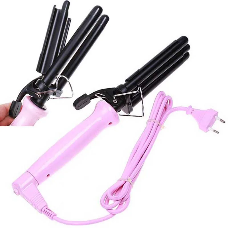 Professional wand Hair Curling Iron ceramic Rollers Three Barrel 110