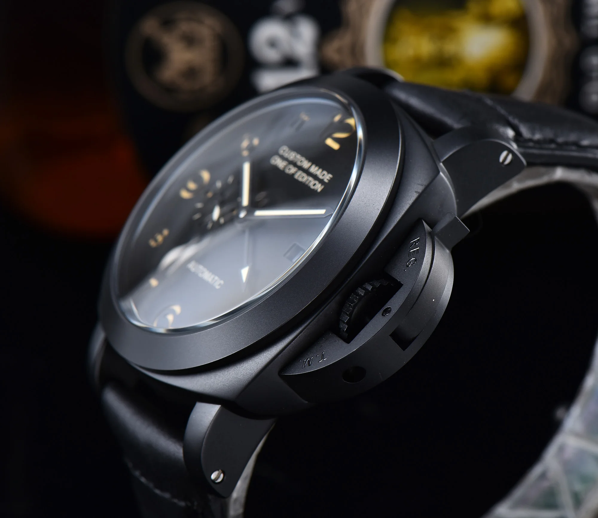 Часы GMT 44 мм с автоматическим механизмом BOMAX мужские часы автоподзаводом черный PVD
