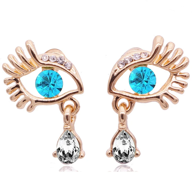 

Austrian Crystal Stud Earrings For Women Fashion Accessories Jewelry Classic Crystal Rhinestone Eye Teardrop Earring