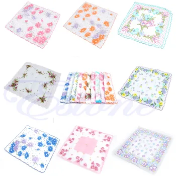 

2019 New 10Pcs/Set Floral Handkerchief 100% Cotton Made Soft Design Suitable for Any Age