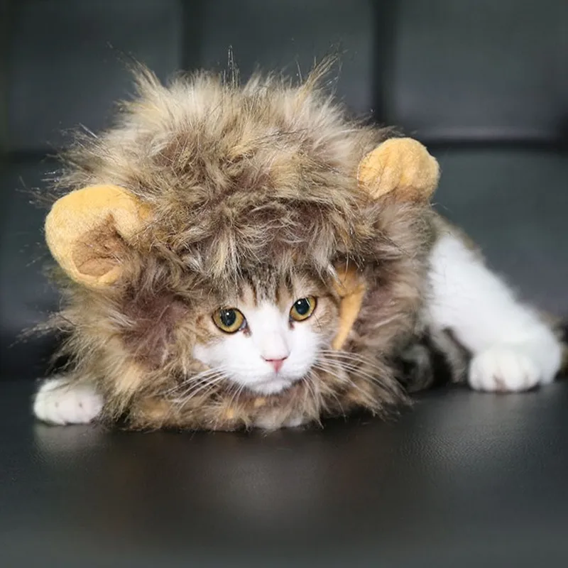 Happierpets Хэллоуин Горячая Забавный Pet Hat костюм Лев Мане Cat парик небольшой Товары