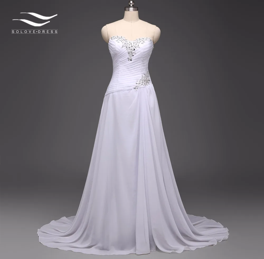 

Chiffon Beach Wedding Dress A Line Boho Cheap Vintage Wedding Dress 2017 Robe De Mariage Bridal Gown vestido de noiva SLD-W11