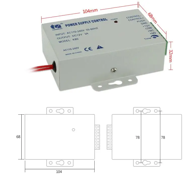 Дверной замок доступа RFID считыватель отпечатков пальцев Доступ к блоку питания управления 12vDC 3A