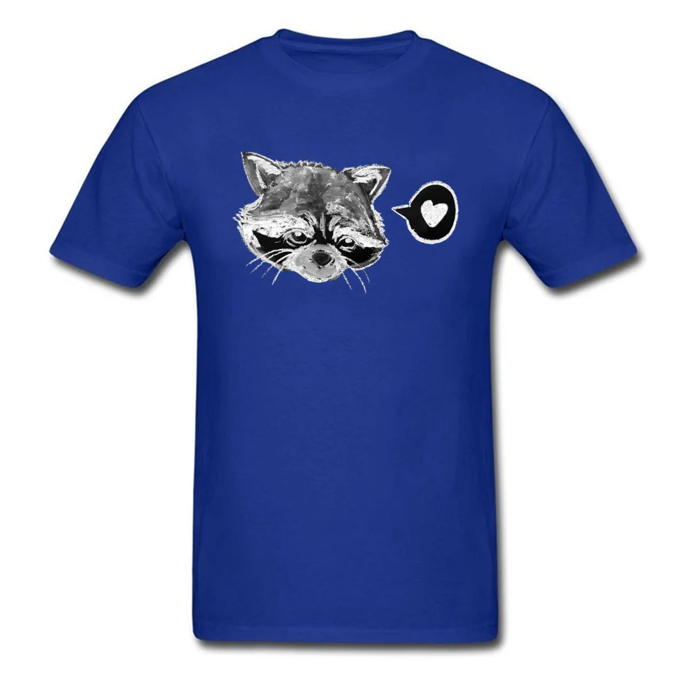 Design Racoon Love Crew Neck T Shirt April FOOL DAY Tops Tees Short Sleeve for Men Brand 100% Cotton Fabric 3D Printed T-Shirt Racoon Love blue