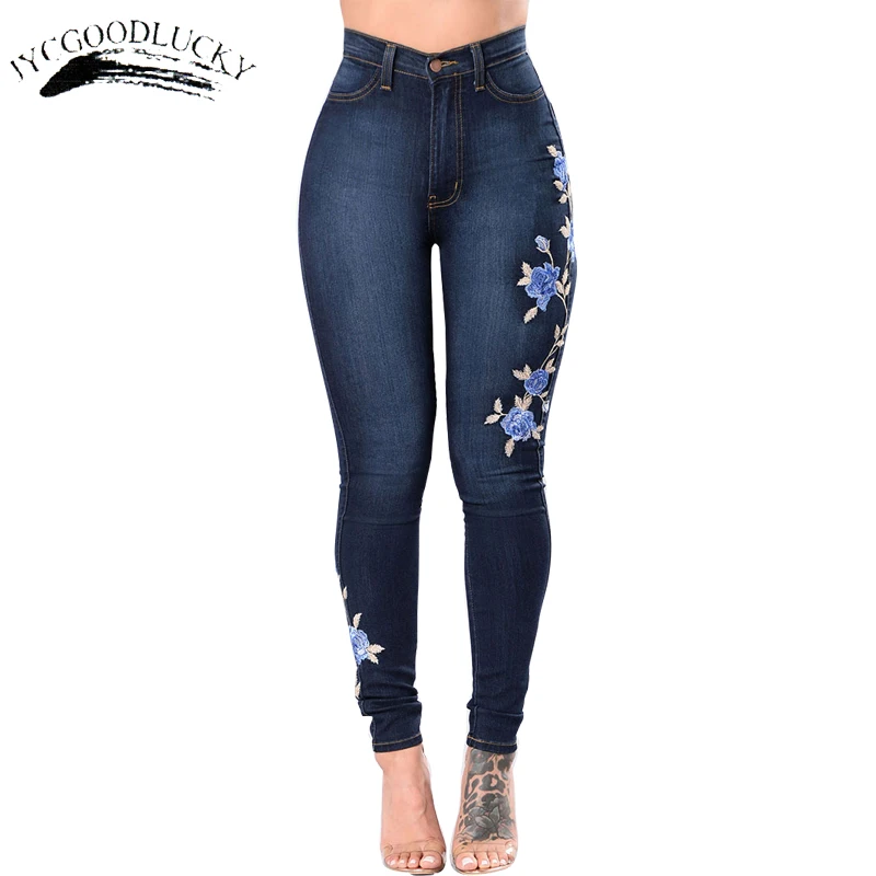 Embroidery Jeans Woman Plus Size 3XL High Waist Jeans Gradient Denim Ladies Jeans Femme Push Up Mom Jeans Flower Pants Elastic Embroidery Jeans Woman Plus Size 3XL High Waist Jeans Gradient Denim Ladies Jeans Femme Push Up Mom Jeans Flower Pants Elastic