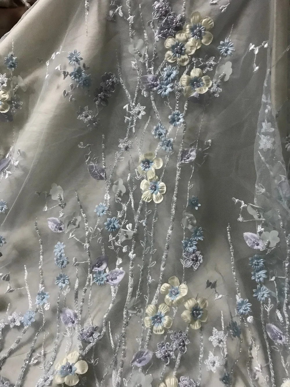 JIANXI.C-52516 вышивка ажурная ткань объемный цветок нигерийское Тюлевое кружево ткань французская кружевная ткань с полной бусины