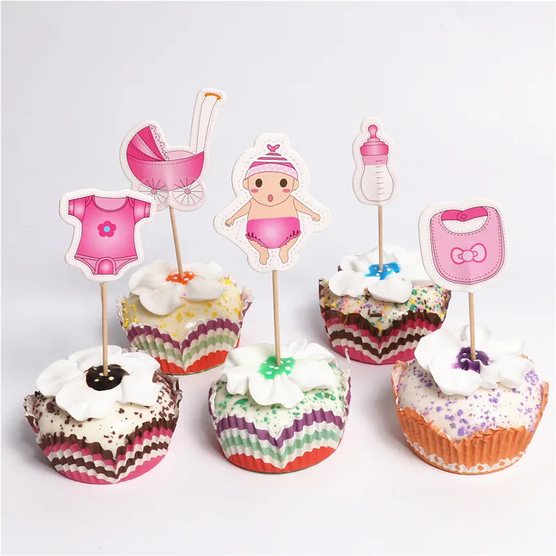 

24Pcs/set Baby Shower Cupcake Toppers BabyShower Boy Girl Christening Kids Birthday Party Favors Decorations Supplies