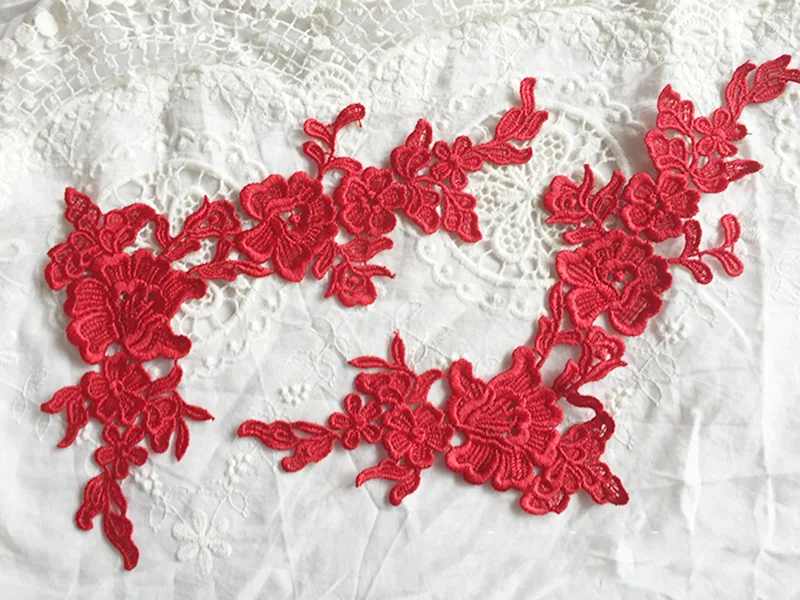 

Venise Lace Applique Red Mirror Chantilly Water Soluble French Lace Trim For Shoes,Cloth Accessories TT154