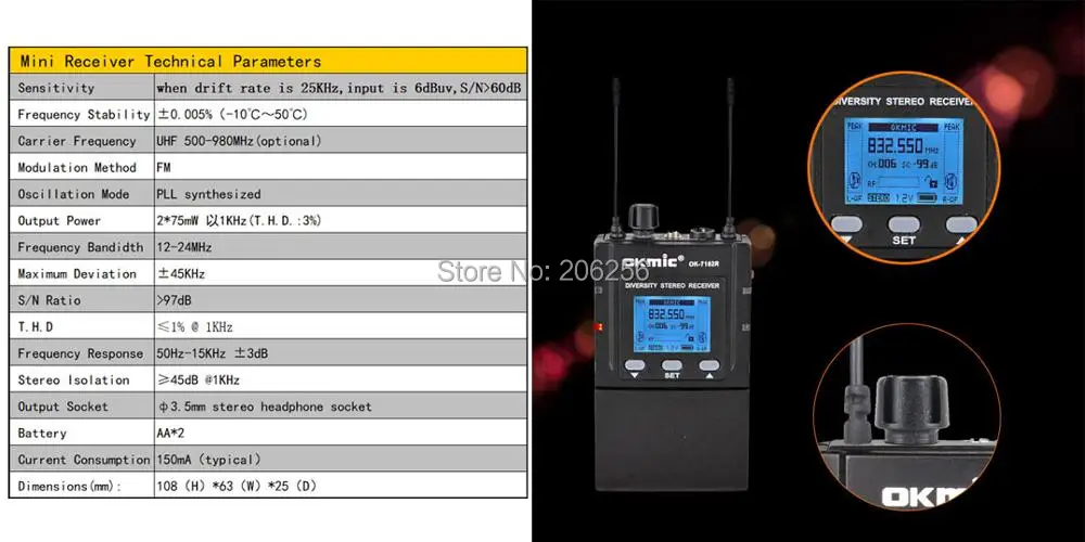 OKMIC OK-782TX+ OK-7102R профессиональный сценический на производительность стерео Настольный в ухо монитор системы, синхронизация