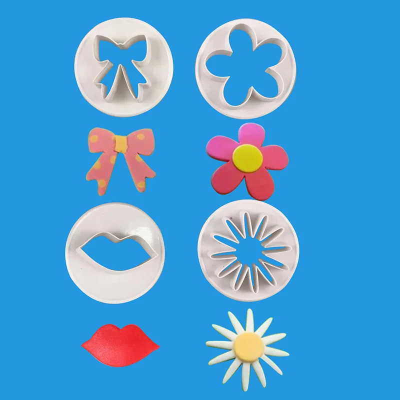 

4pcs/set Bow Tie Sunflower Lip Cookie Mold Biscuit Cutter Plunger DIY Baking Mould Fondant Sugarcraft Cake Decorating Tools